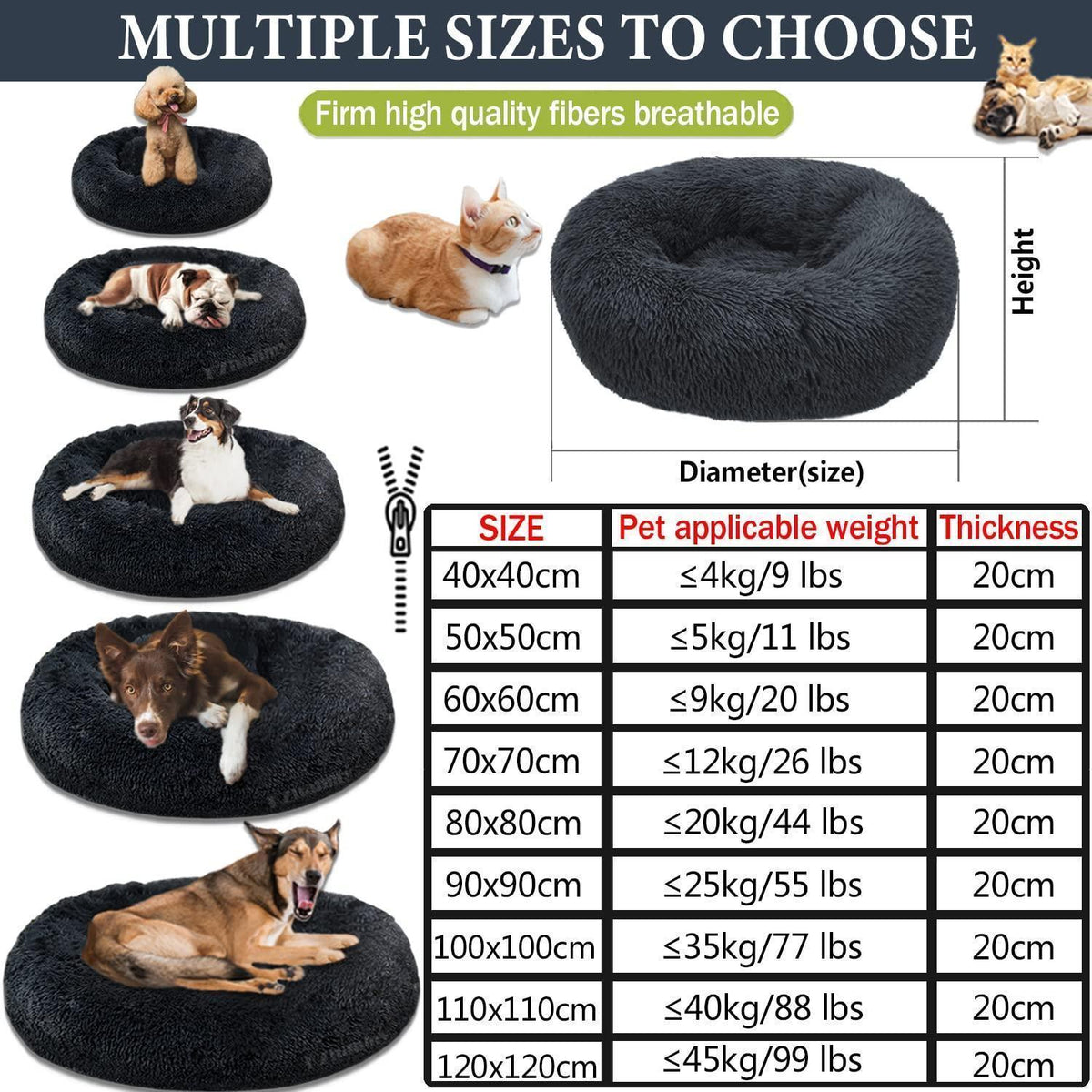 Rundes Hundebett Flauschig Rosa - Weiches Donut Kissen für Hunde & Katzen