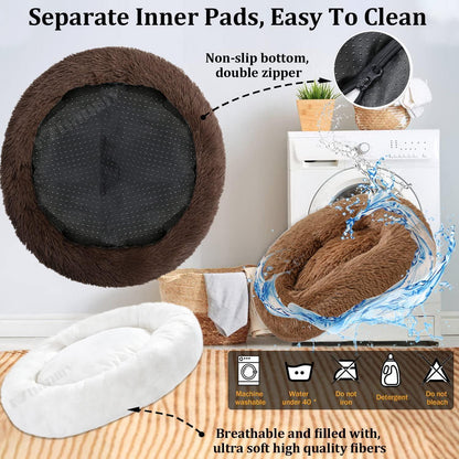 Rundes Hundebett Donut – Flauschig, Weich & Waschbar – Dunkelbraun 2XL