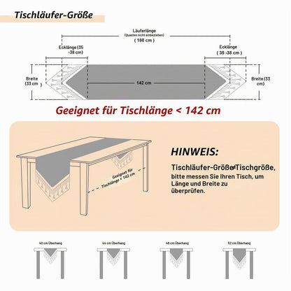 Tischläufer mit Quasten, 33x180cm, Apricot