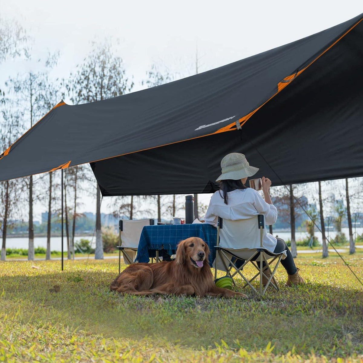 Ultraleichtes Bessport Tarp Zeltplane 3x4.6m Wasserdicht mit Stützstange