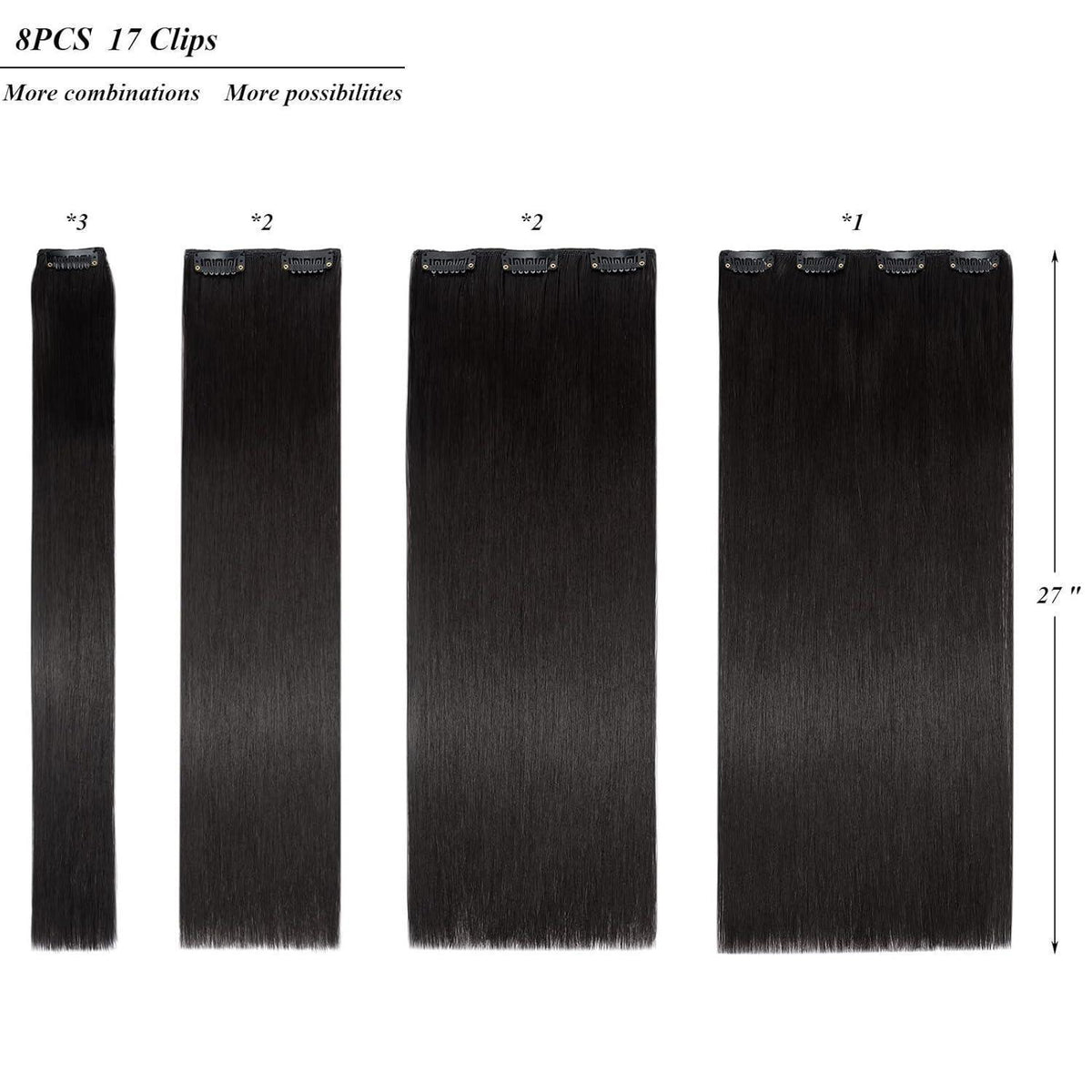 Clip-in Haarverlängerung Dunkelbraun 60/70cm