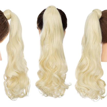Welliges Pferdeschwanz Haarverlängerung Blond 50cm