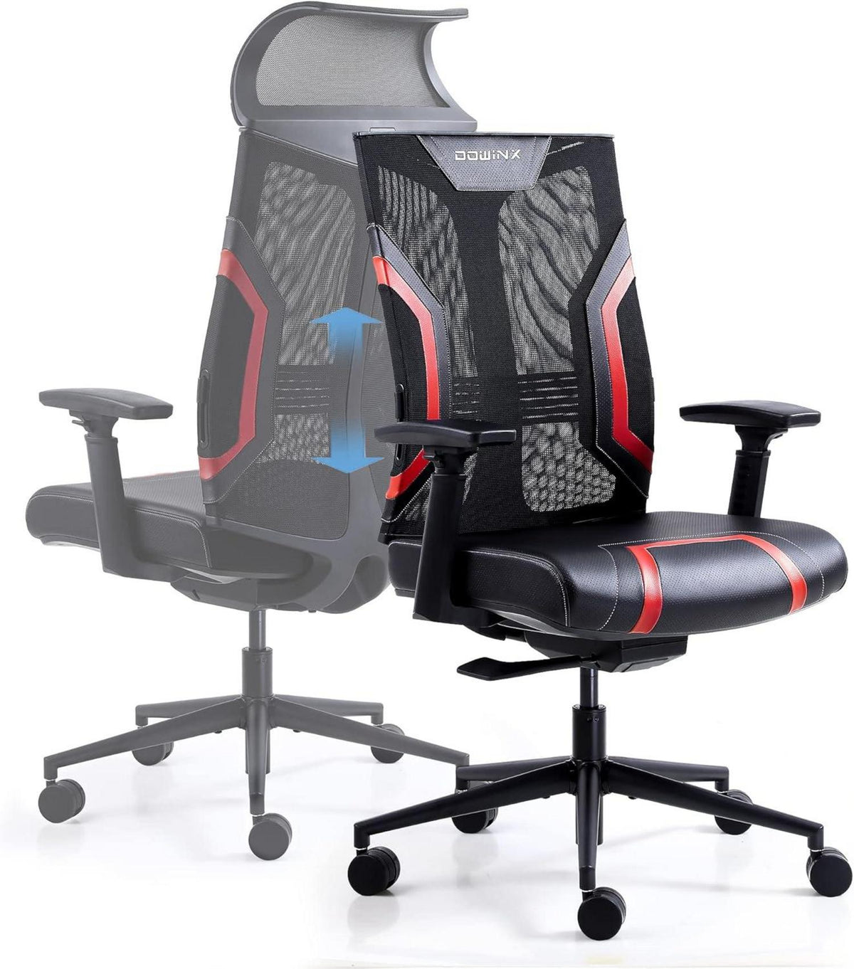 Ergonomischer Gaming Stuhl mit 3D Armlehnen Schwarz Rot