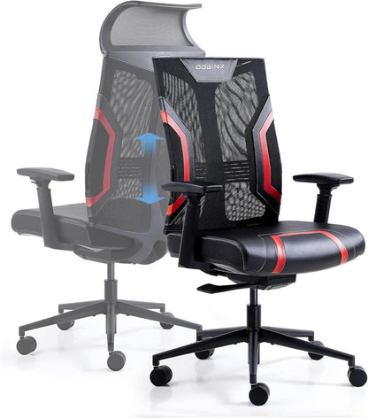 Ergonomischer Gaming Stuhl mit 3D Armlehnen Schwarz Rot