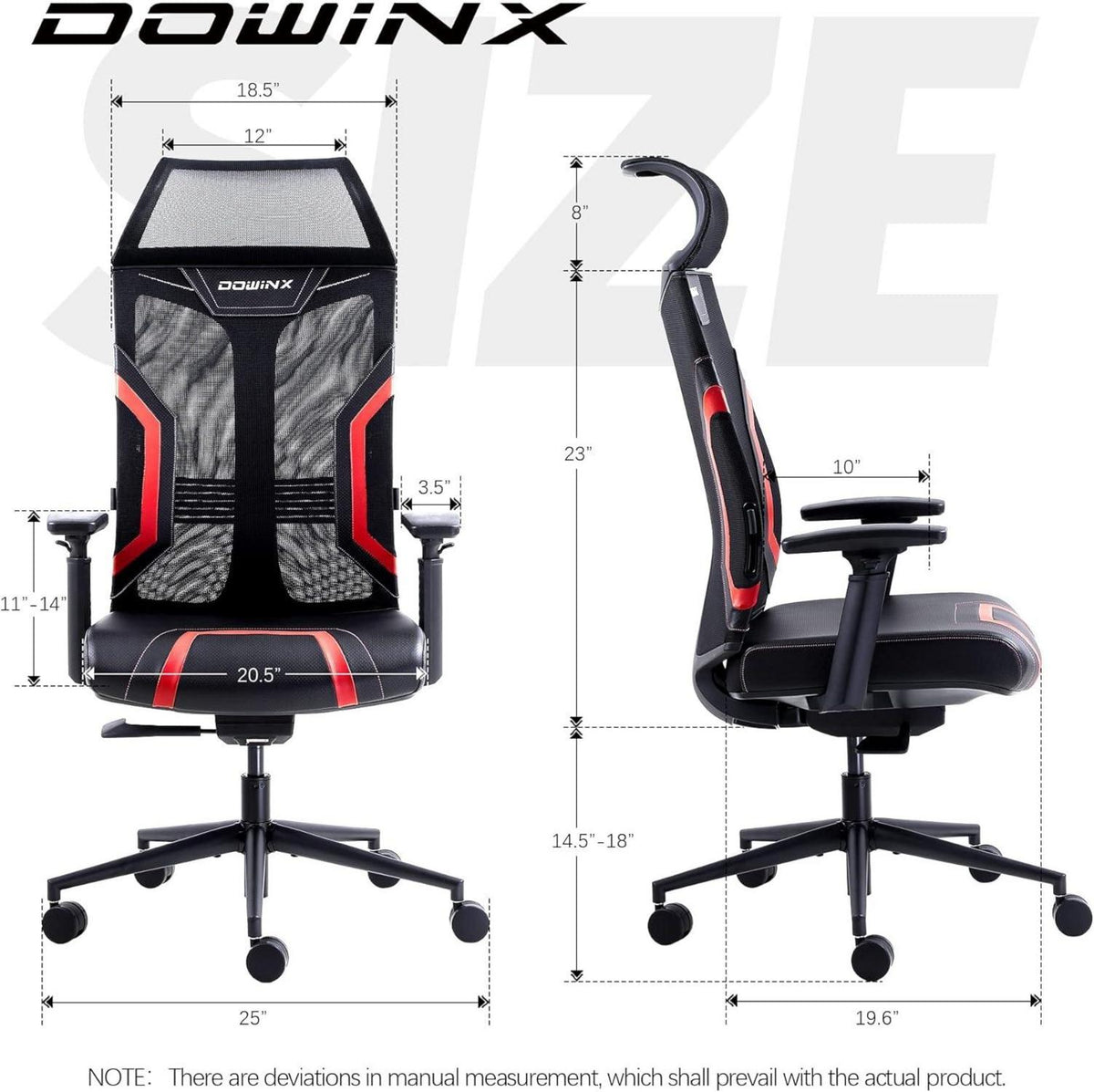 Ergonomischer Gaming Stuhl mit 3D Armlehnen Schwarz Rot