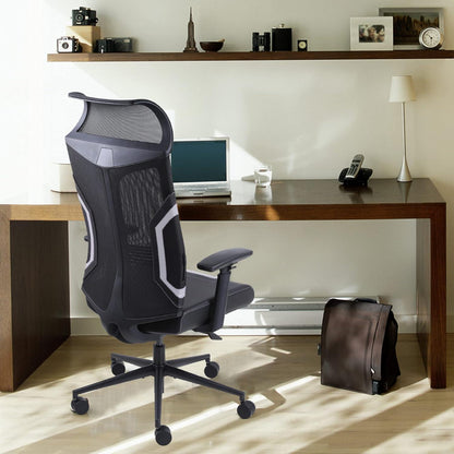 Dowinx Gaming Stuhl Bürostuhl mit 3D Armlehnen Schwarz Leder