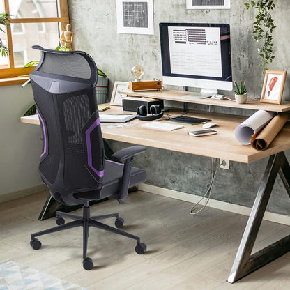 Dowinx Gaming Stuhl Bürostuhl mit 3D Armlehnen Schwarz Lila