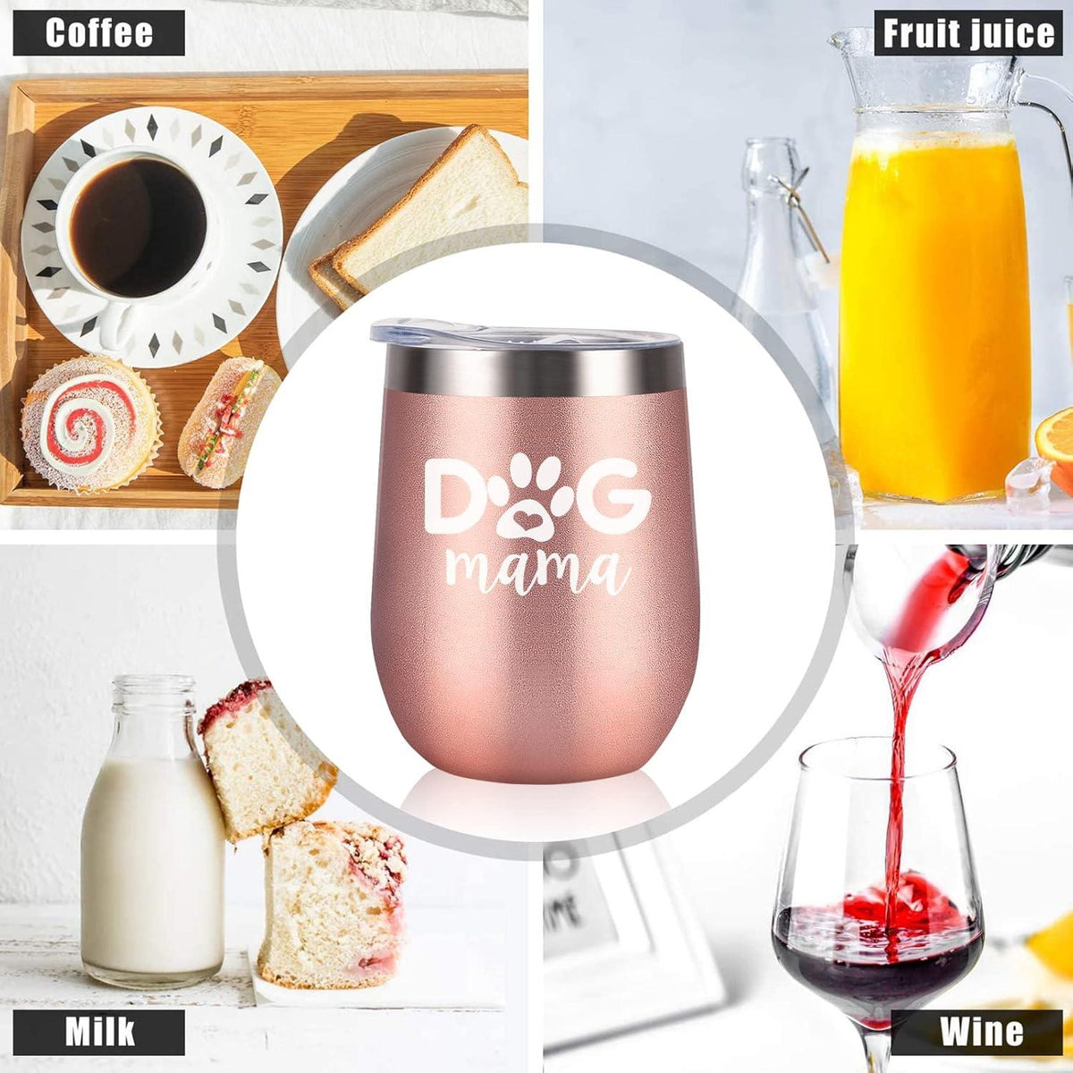 Livole Muttertag Geschenk 350ml Vakuum Thermobecher Dog Mama 12oz