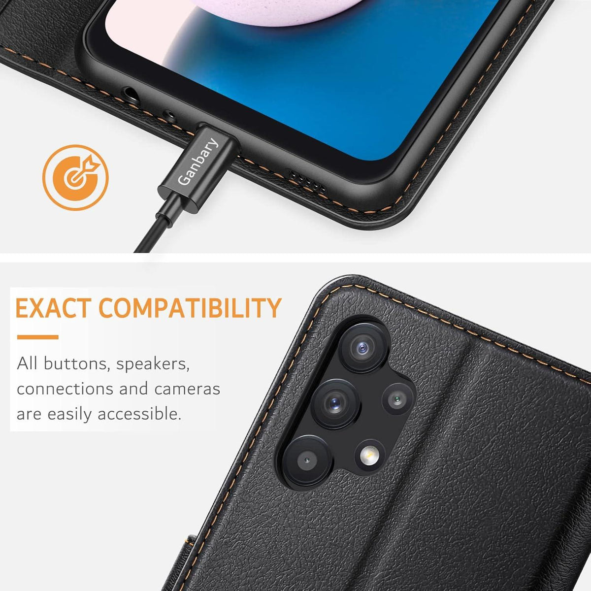 Handyhülle Samsung Galaxy A13 4G Premium Leder Tasche Schwarz