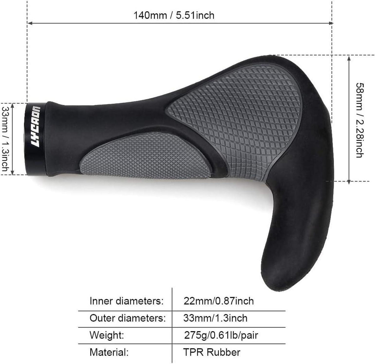 LYCAON Fahrrad Griffe Anti-Rutsch Ergonomisch MTB BMX Schwarz