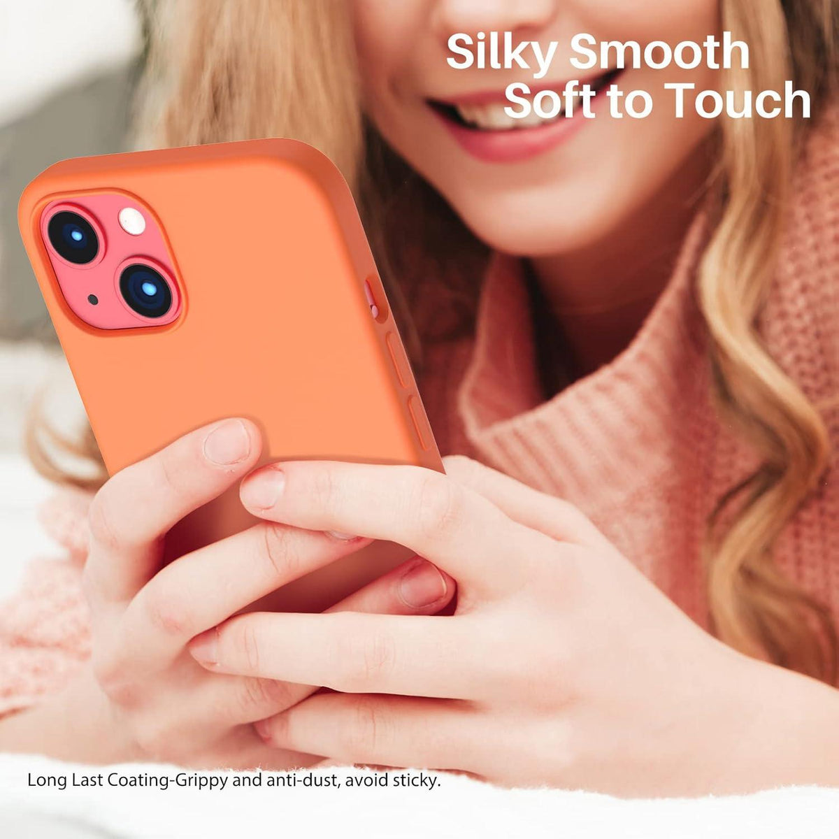 iPhone 13 6,1 Silikon Case Orange Flüssig Silikon Hülle Full-Body