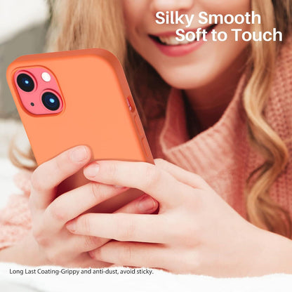 iPhone 13 6,1 Silikon Case Orange Flüssig Silikon Hülle Full-Body