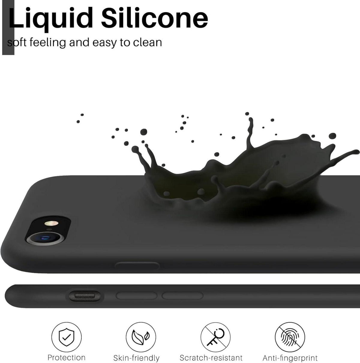 Silikon Case kompatibel mit iPhone SE 3 2022 5G Schwarz