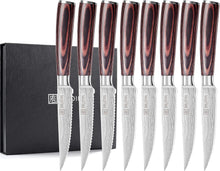 8-teiliges Steakmesser Set aus deutschem Edelstahl mit Holzgriff