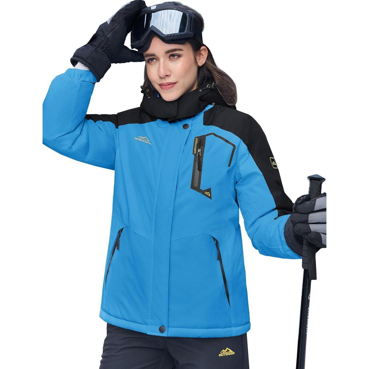 Damen Winterjacke mit Fleece – Wasserdicht & Winddicht – Blau/Schwarz