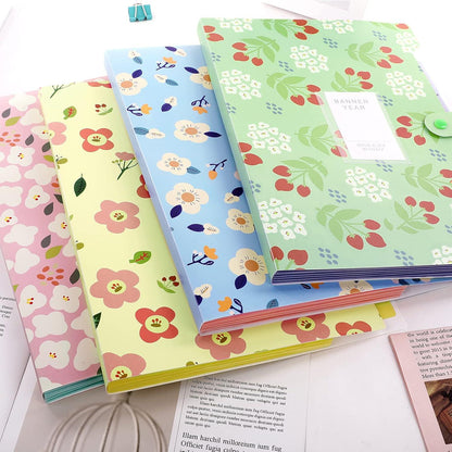 Dokumentenmappe A4 Fächermappe Plastik Mappe 5 Fächer PP Floral Akkordeon