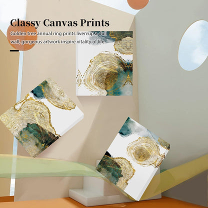 Abstraktes Goldener Jahresring Leinwand Bilder Set 30x40cm