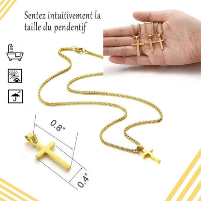 AFSTALR Kreuz Kette Herren Gold/Silber Edelstahl Anhänger