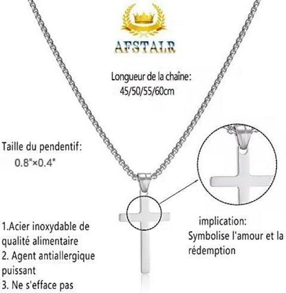 AFSTALR Kreuzkette Herren Silber Edelstahl Kette mit Kreuz