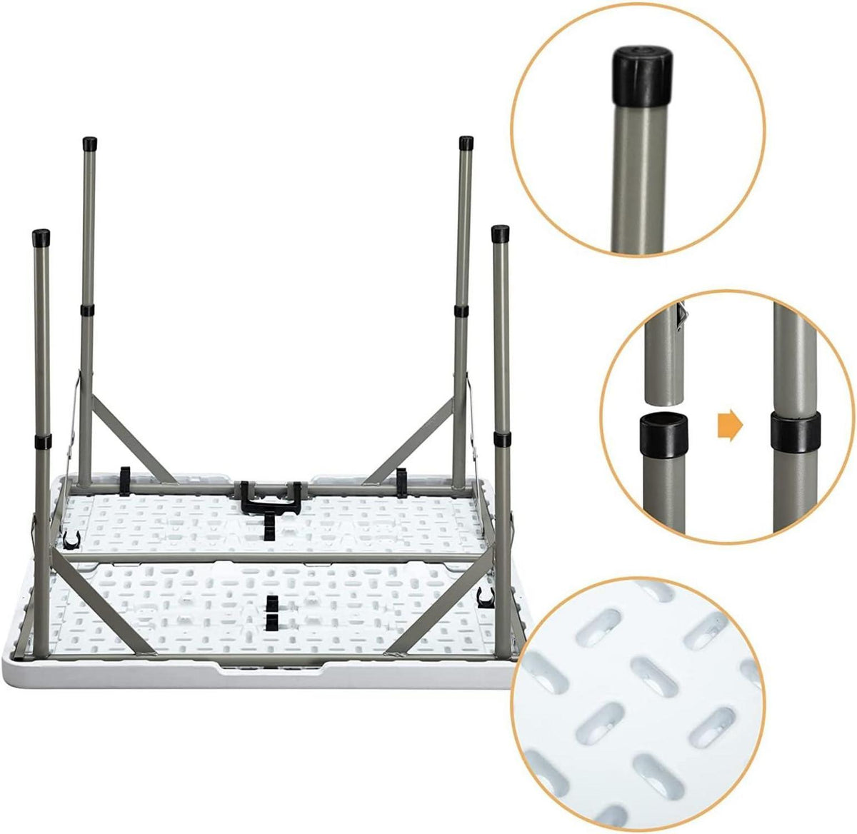 Klapptisch 87cm Camping Küche Gartentisch faltbar tragbar weiß BBQ
