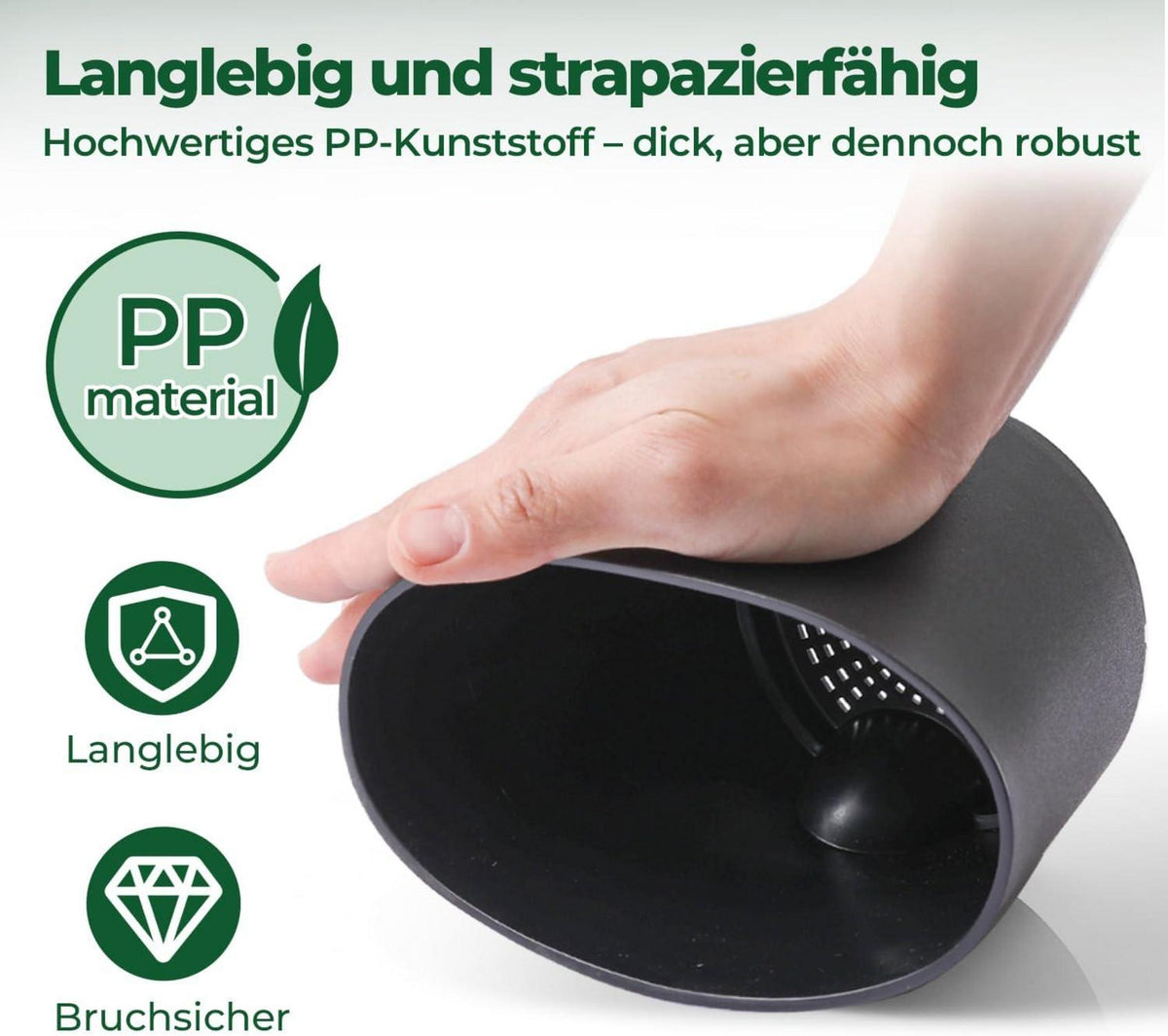 Selbstbewässernder Blumentopf 20cm 6er-Set Schwarz Untersetzer Innen Balkon