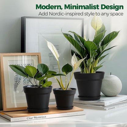 T4U 12,5cm Kunststoff Blumentopf 6er-Set mit Untersetzer und