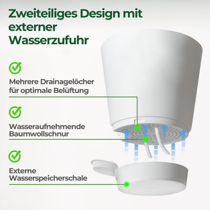 T4U 14cm Kunststoff Blumentopf Bewässerungssystem 6er-Set