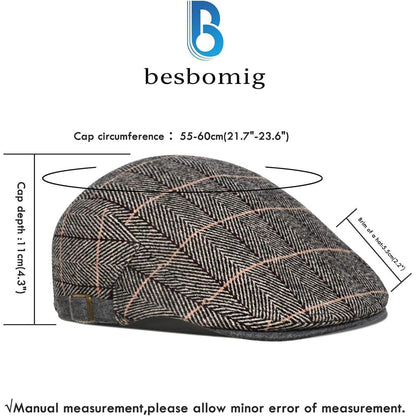 Schiebermütze Flat Cap für Damen & Herren, warm & bequem, verstellbar