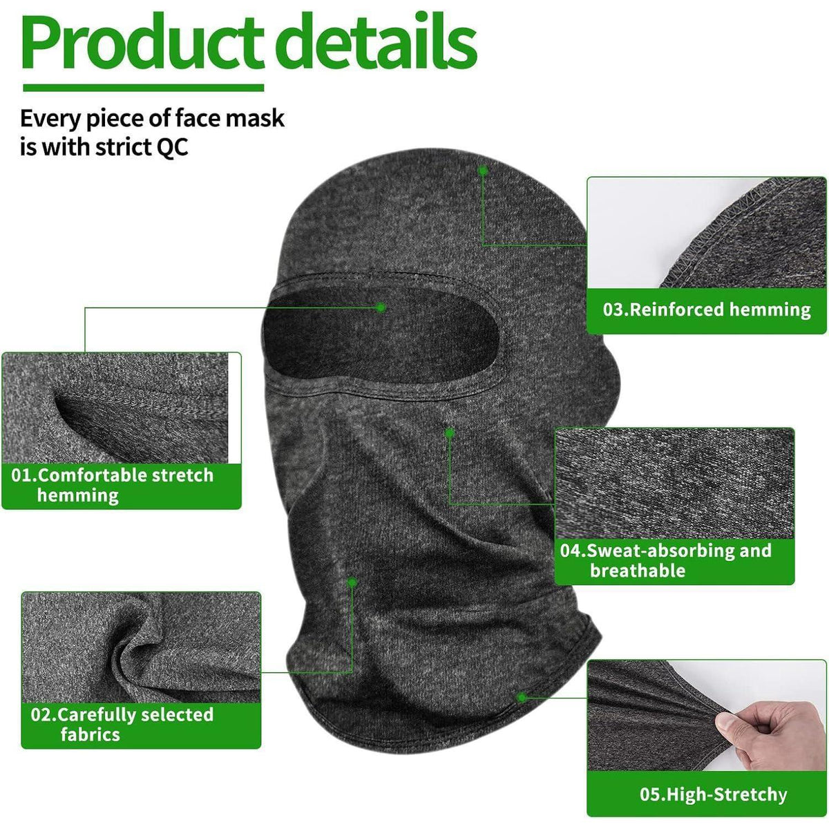 Sturmhaube Balaclava für Damen & Herren – Winddicht, UV-Schutz, Schwarz