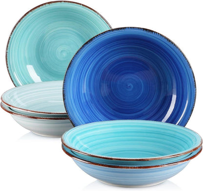 Suppenteller Steinzeug 6-teiliges Tellerset Blau Ø 21,3 cm 550ml