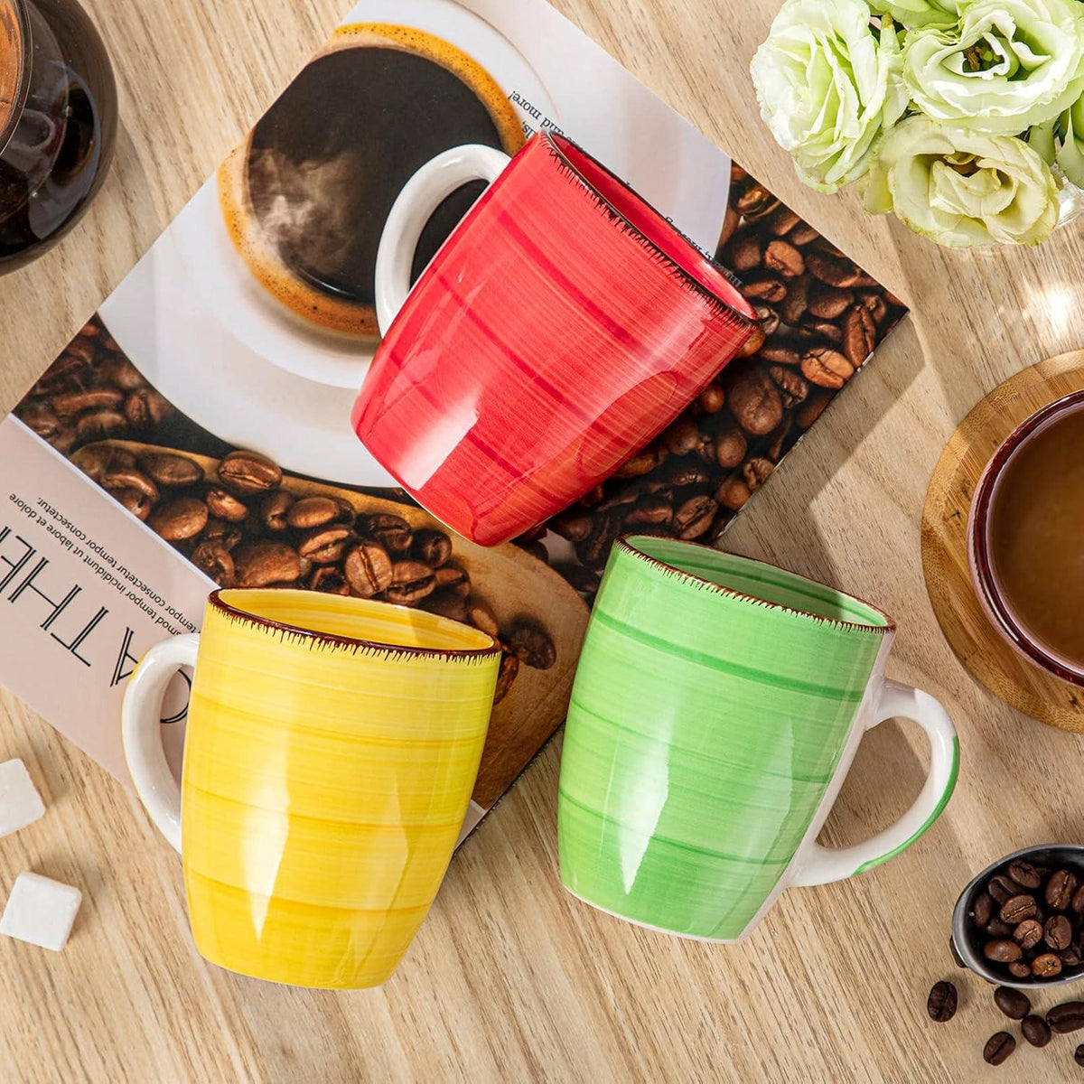 vancasso BONITA Kaffeetassen Set Steingut 6-teilig 360ml Henkel
