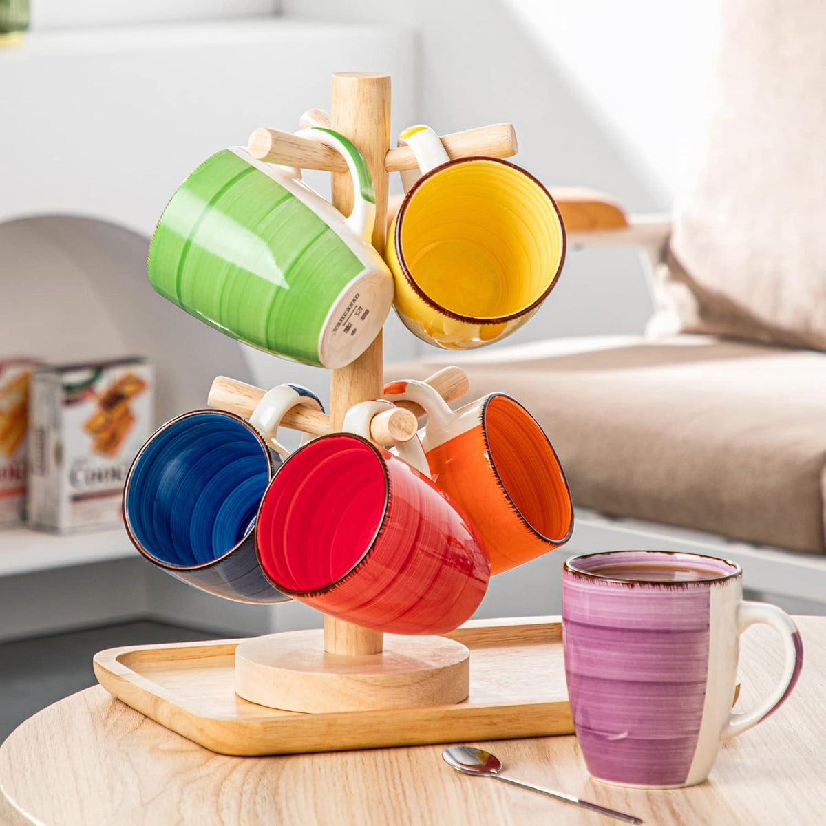 Steingut Kaffeetassen Set BONITA, 6-teilig, 350ml mit Henkel