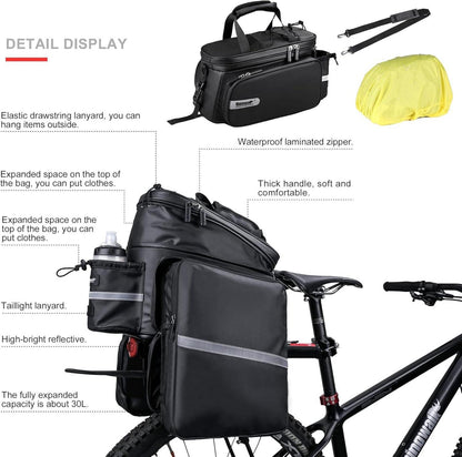 Fahrrad Gepäckträgertasche Wasserdicht 11-30L Erweiterbar