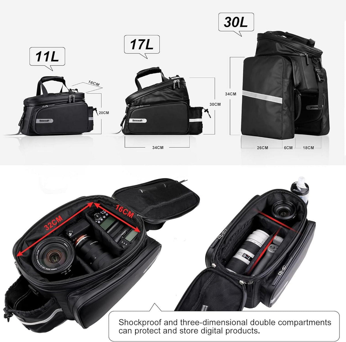 Erweiterbare Gepäckträgertasche für Fahrrad Wasserdicht 11-30L