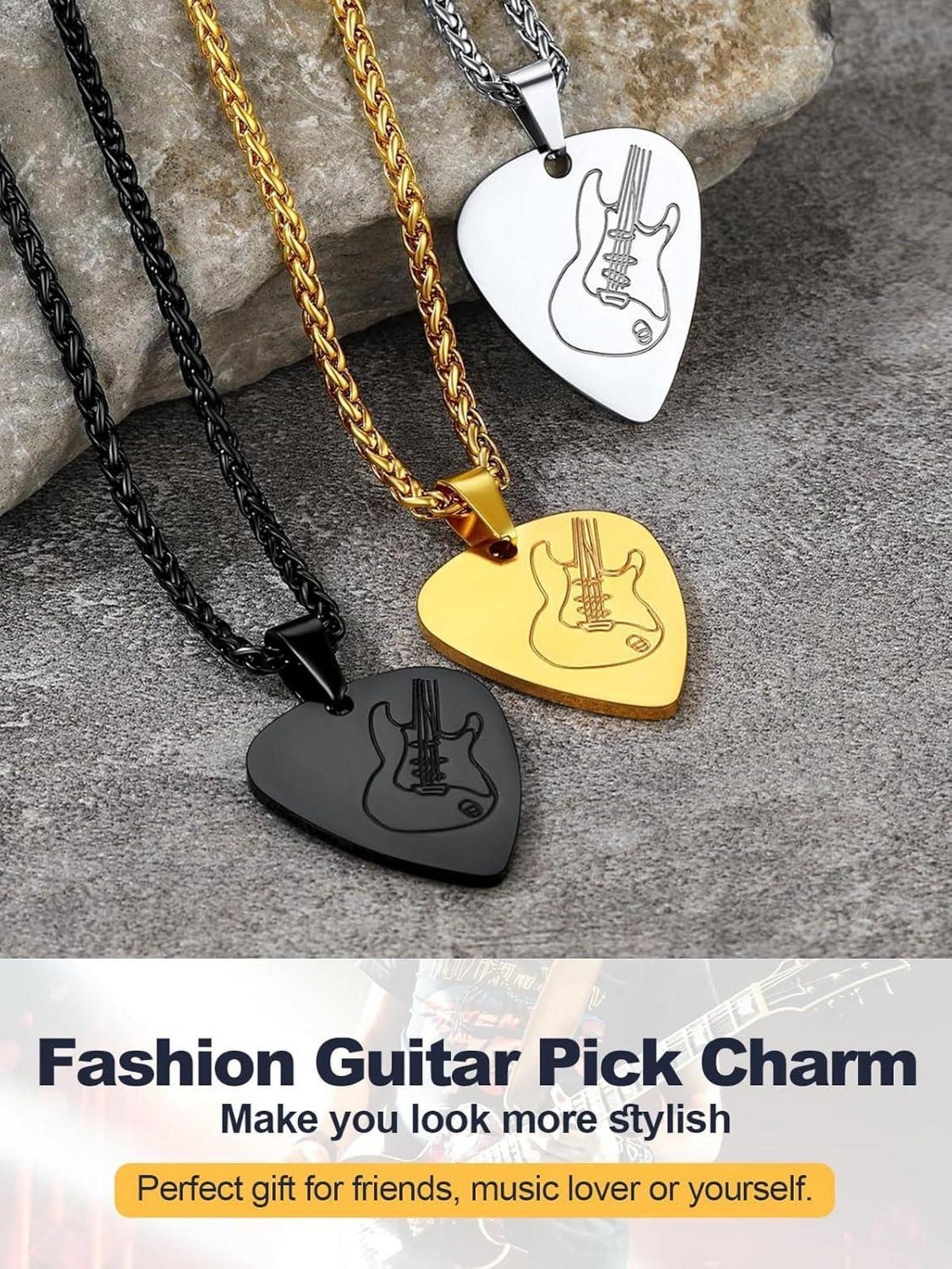 Personalisierte E-Gitarre Bass Anhänger Halskette Edelstahl Musik Hip Hop