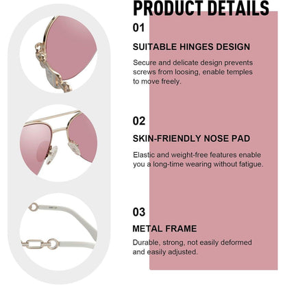Verspiegelte Piloten Sonnenbrille Damen UV400 Gold Pink