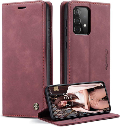Samsung Galaxy A52S 5G/A52 4G Hülle Leder Flip Case Weinrot