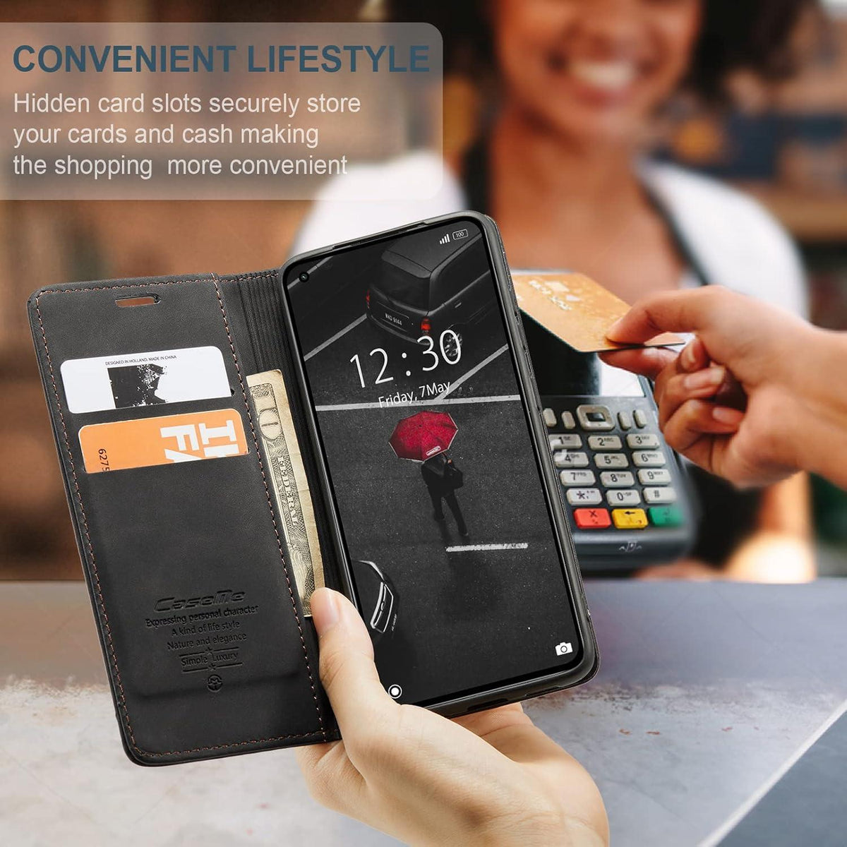CaseMe Handyhülle Xiaomi 11 Lite Premium Leder Klapphülle Magnet Standfunktion