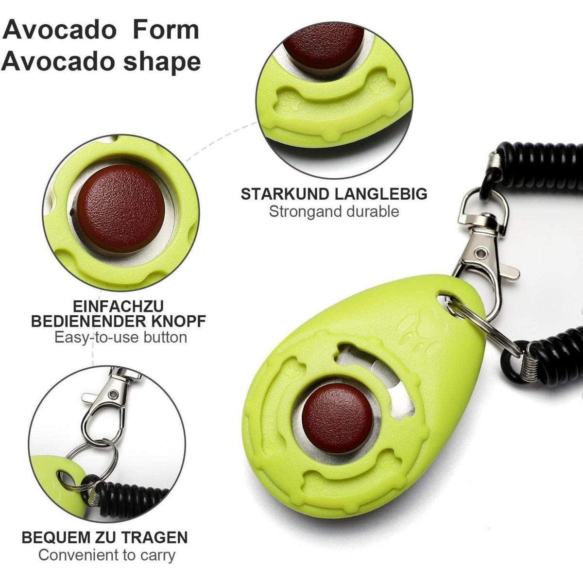 Hunde Clicker Set mit E-Book, 5 Stück, 5 Farben