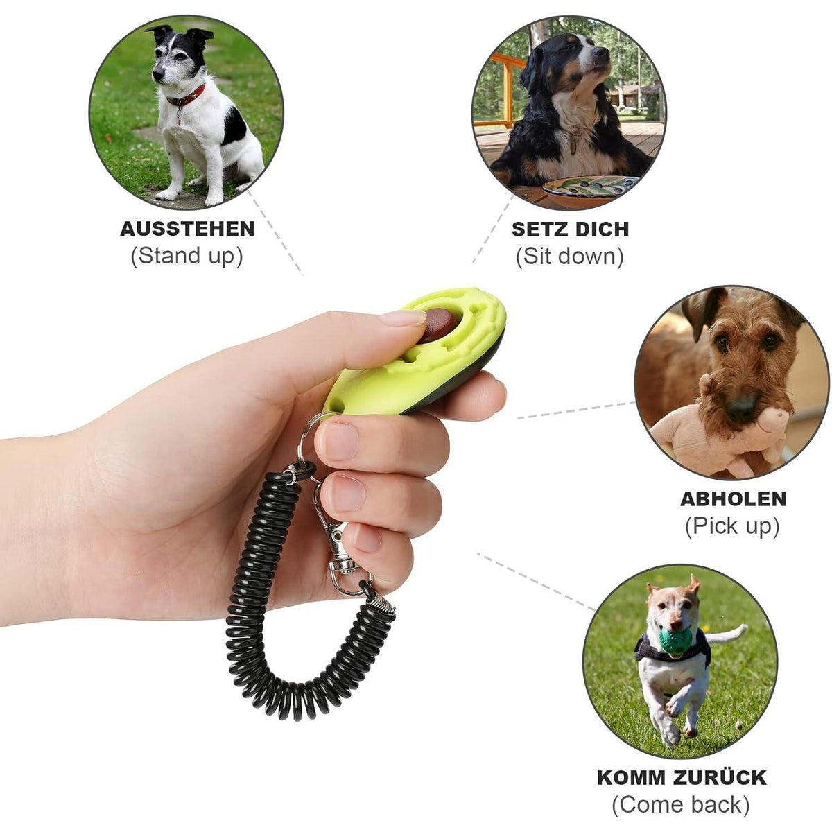 Hunde Clicker Set mit E-Book, 5 Stück, 5 Farben