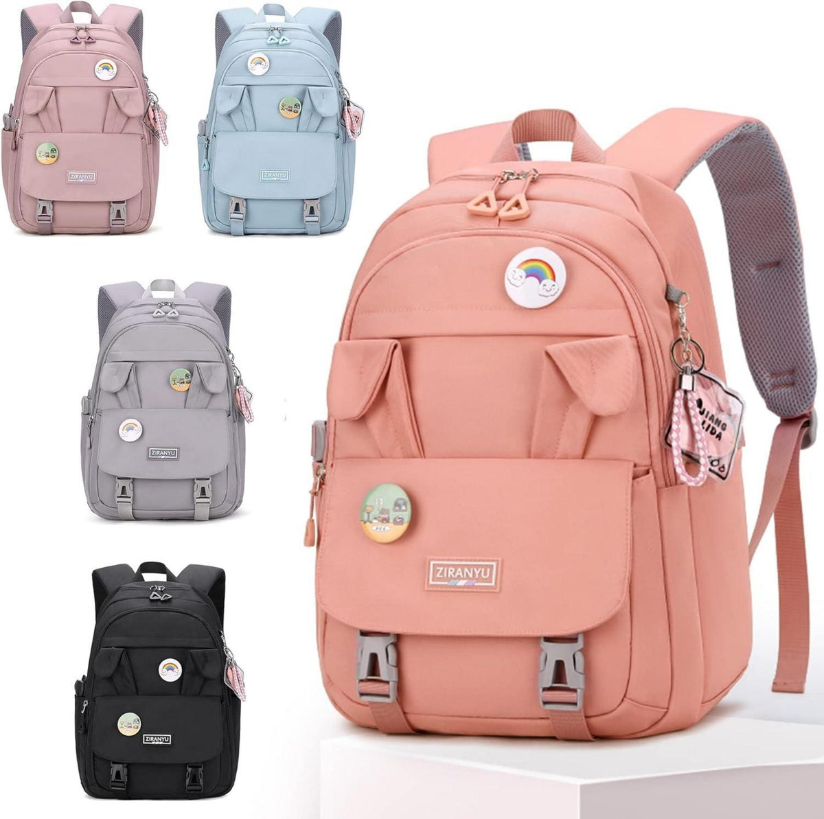 Damen Schulrucksack Mädchen 15,6 Zoll Laptop-Rucksack Anti-Diebstahl Grau