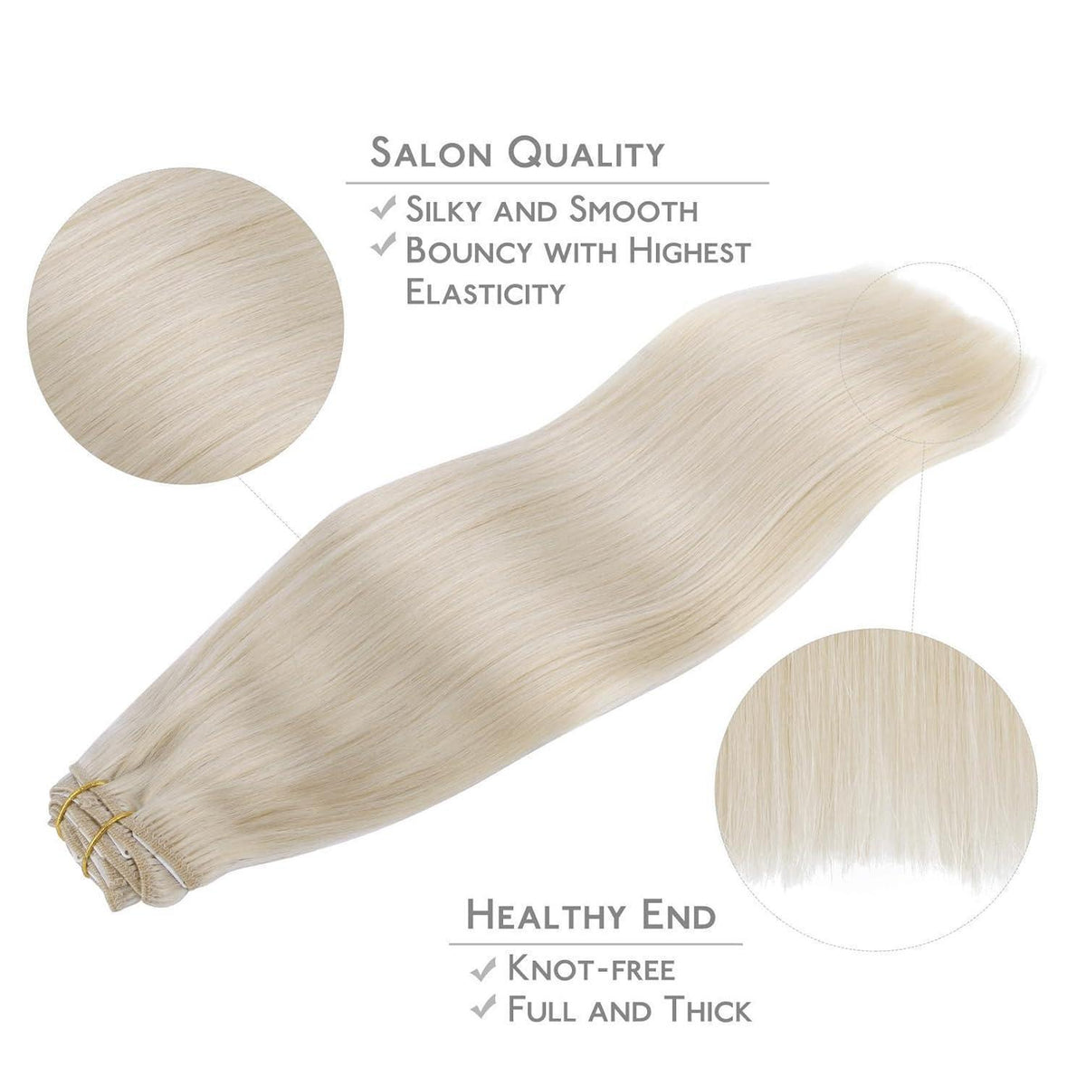Echthaar Clip-Ins Platinblond, 55cm, 120g