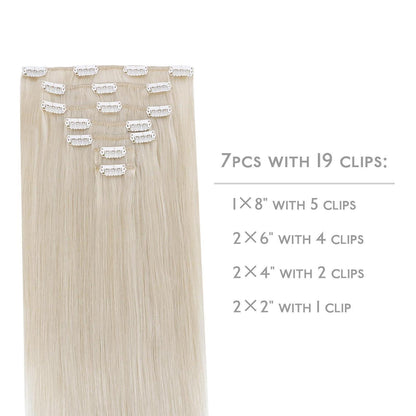 Echthaar Clip-Ins Platinblond (35cm, 120g)