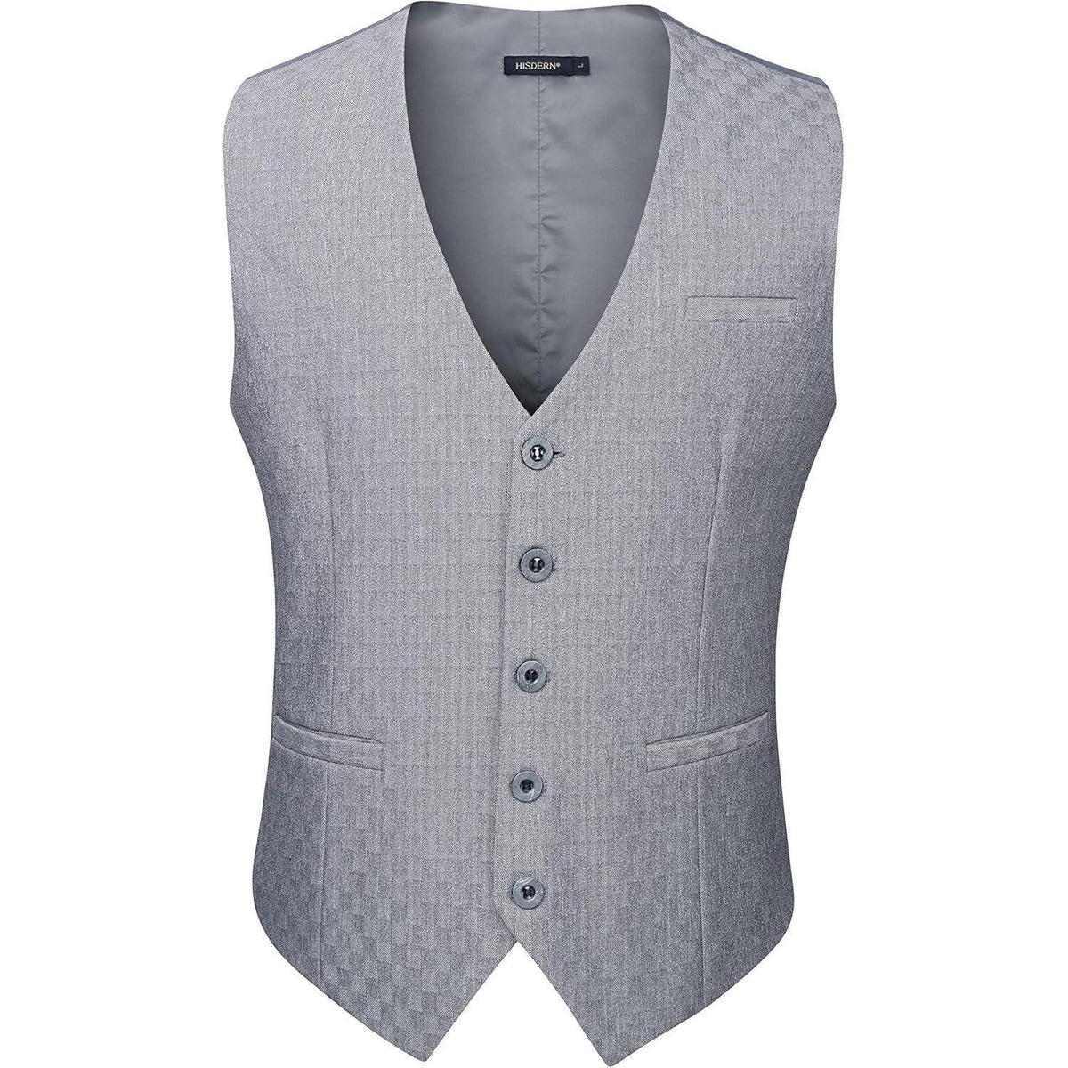 Herren Anzugweste Baumwolle V-Ausschnitt Elegant Hellgrau XS-4XL