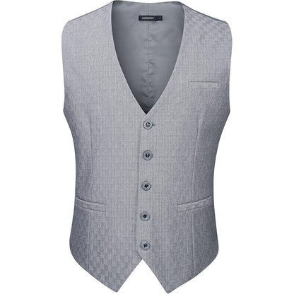 Herren Anzugweste Baumwolle V-Ausschnitt Elegant Hellgrau XS-4XL