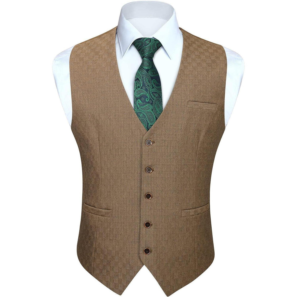 Herren Anzugweste Baumwolle V-Ausschnitt Elegant Retro Braun XS-4XL