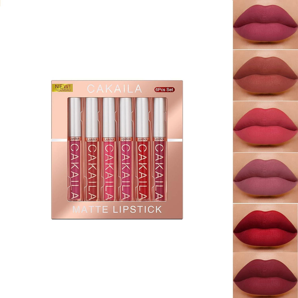 6er Set Mattes Lipgloss in Nudetönen - Wasserfest & Langlebig