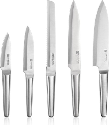 5-teiliges Messerset Edelstahl Kochmesser Brotmesser Fleischmesser