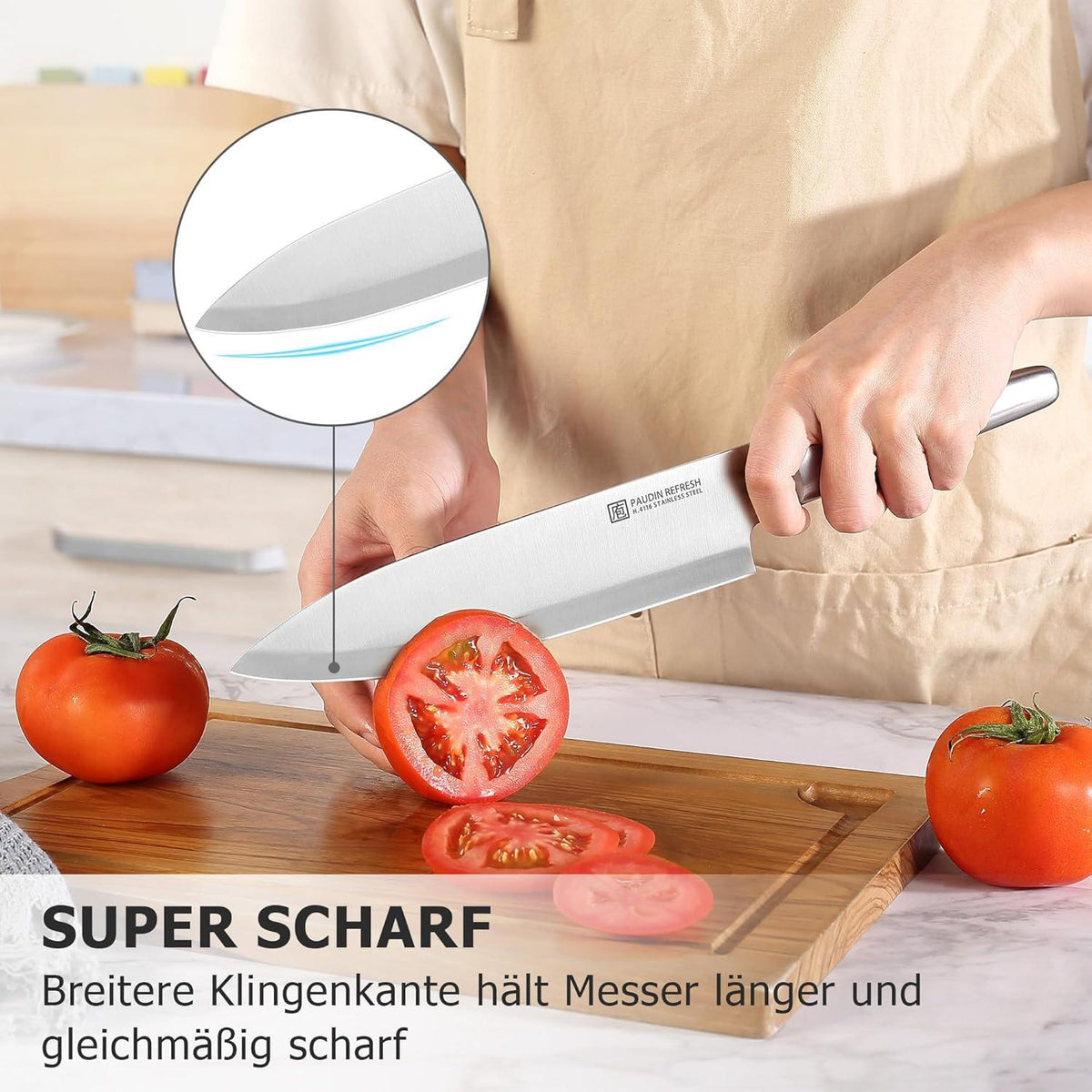 Hochwertiges 5-teiliges Küchenmesser Set Edelstahl Koch Brot Fleisch Allzweck