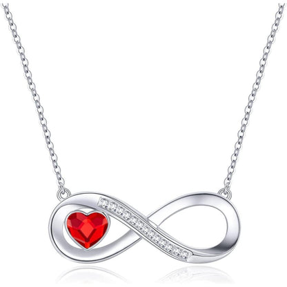 Silberne Infinity Herz Kette mit Geburtsstein – Damen Schmuck Geschenk